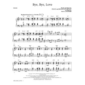 Bye, Bye Love - Piano