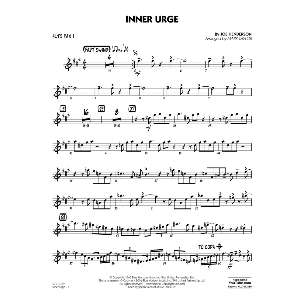 Inner Urge - Alto Sax 1