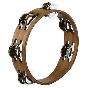 Meinl 8" Wooden Tambourine Brown Brass Cymbals