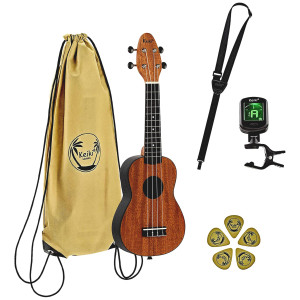 Pack de ukelele soprano Keiki de caoba