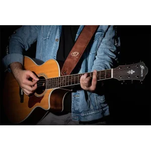 Correa de guitarra Ortega de cuero V. caramelo