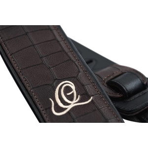 Ortega Brown Croco Leather Guitar Strap