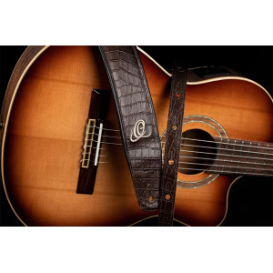 Ortega Guitar Strap Brown Leather Lizzy