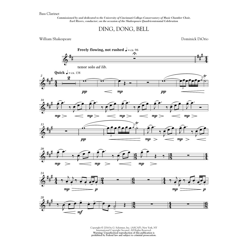 Ding, Dong, Bell - Bass Clarinet in Bb