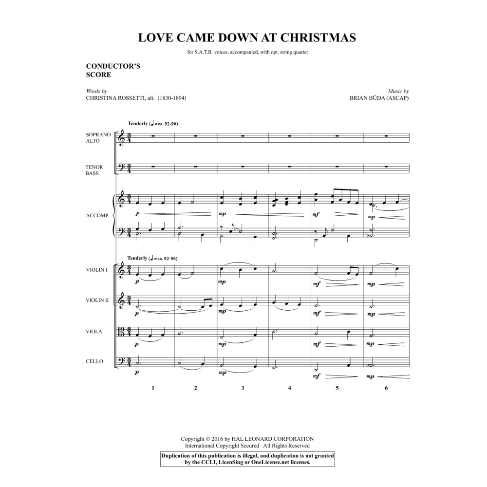 Love Came Down at Christmas - Full Score