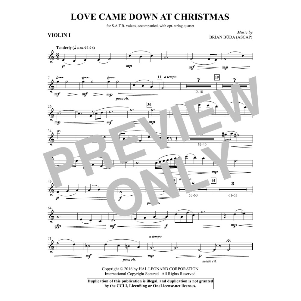 Love Came Down at Christmas - Violin 1