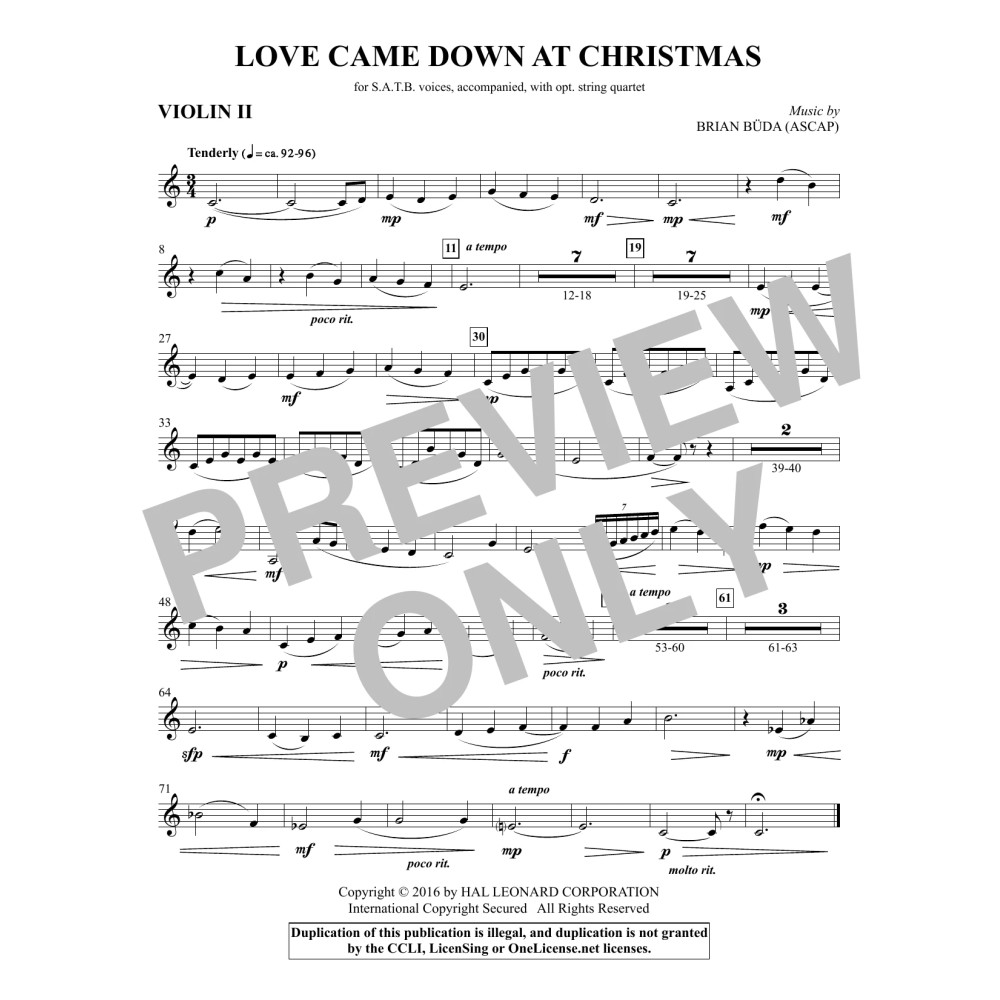 Love Came Down at Christmas - Violin 2