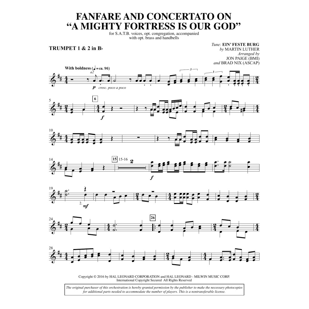 Fanfare and Concertato on A Mighty Fortress Is Our God - Bb Trumpet 1,2