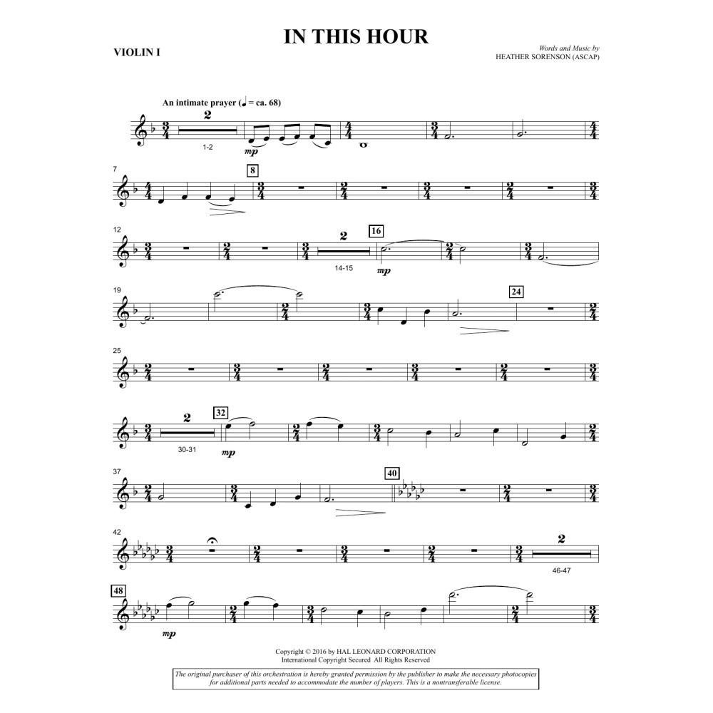 In This Hour - Violin 1