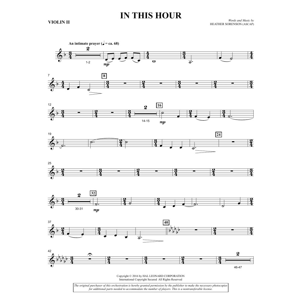 In This Hour - Violin 2