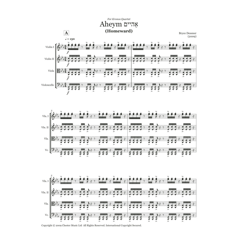 Aheym (String quartet score and parts)