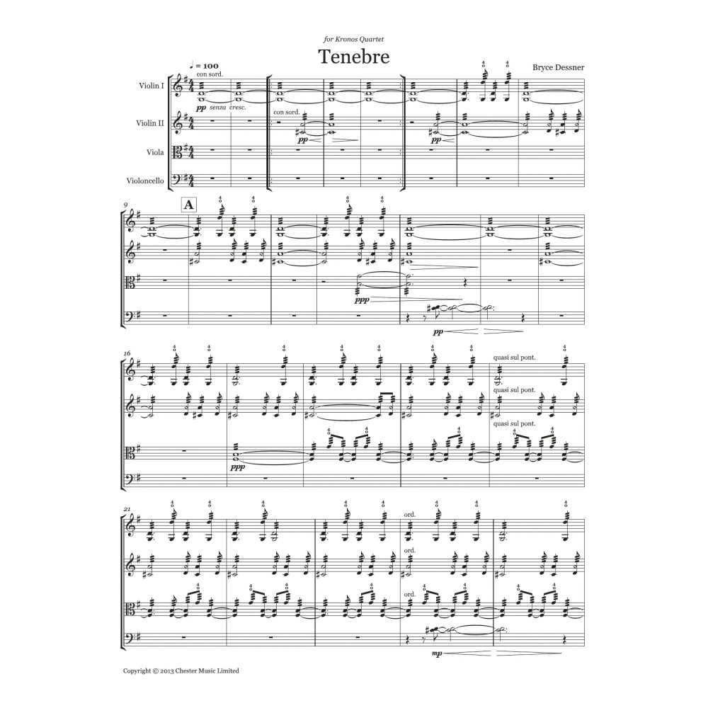 Tenebre (String quartet score and parts)