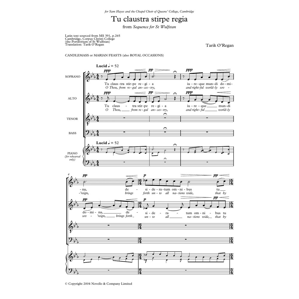 Tu Claustra Stirpe Regia (From Sequence for St Wulfstan)