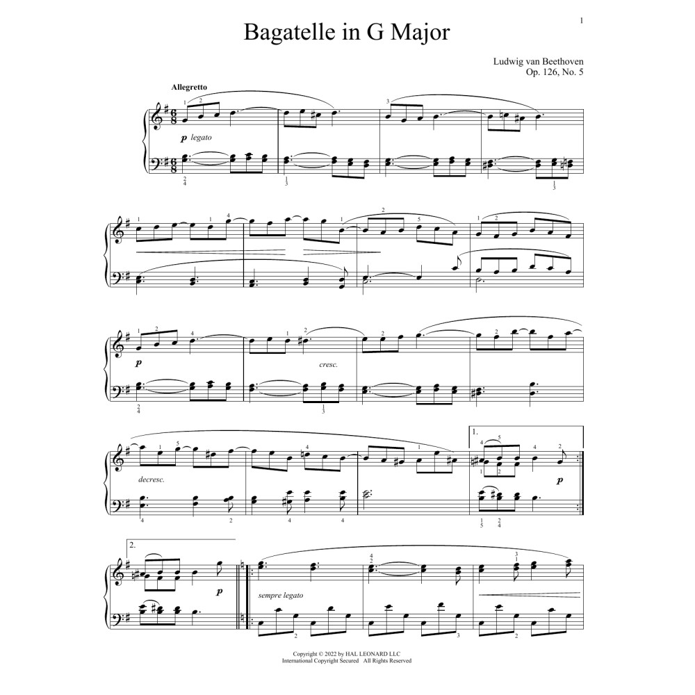 Bagatelle in G, Op. 126, No. 5