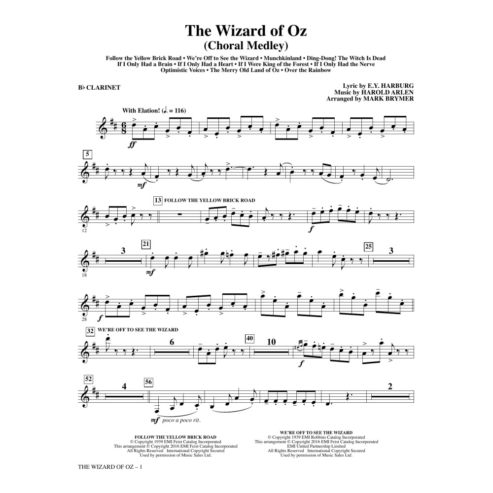 The Wizard of Oz - Bb Clarinet