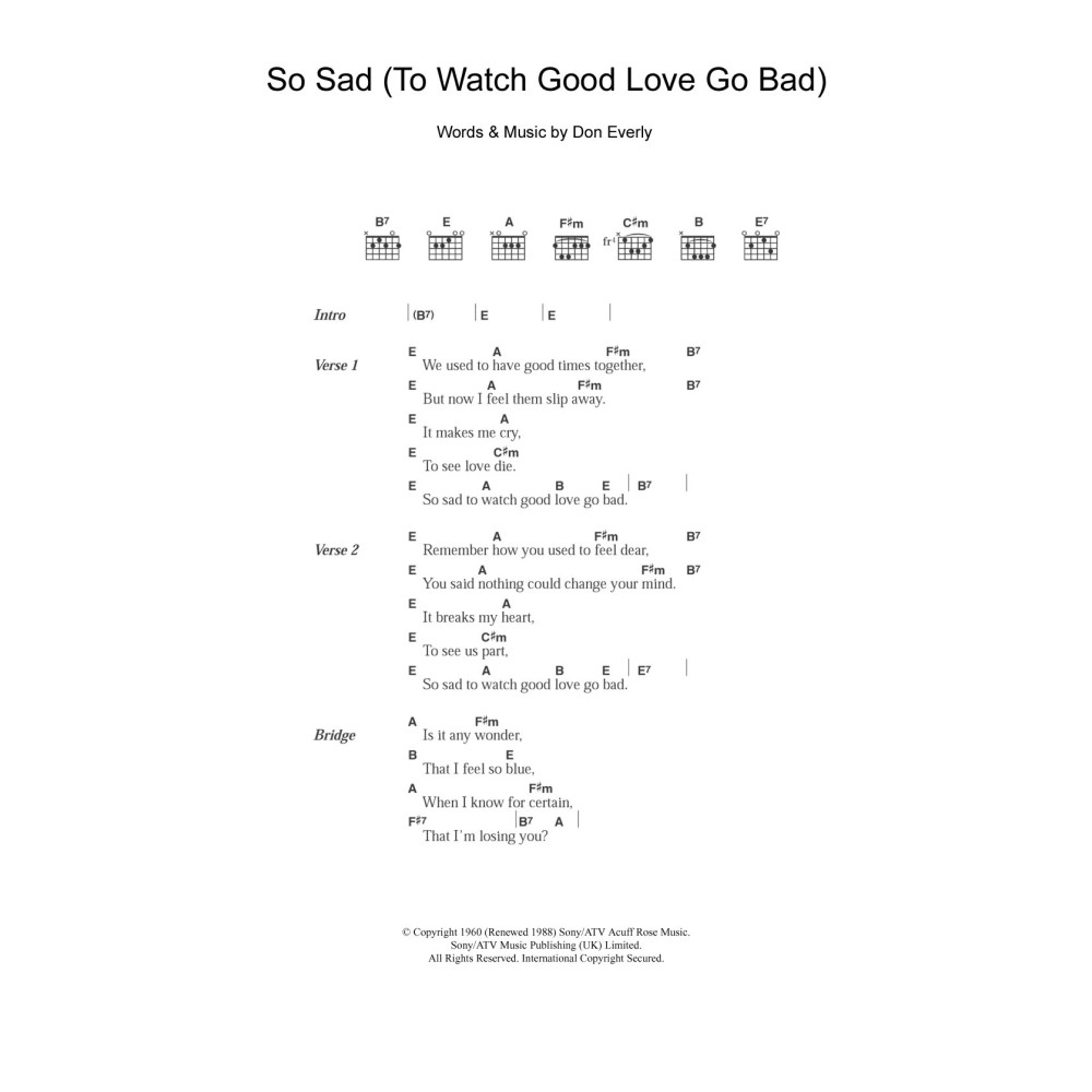 So Sad (To Watch Good Love Go Bad)