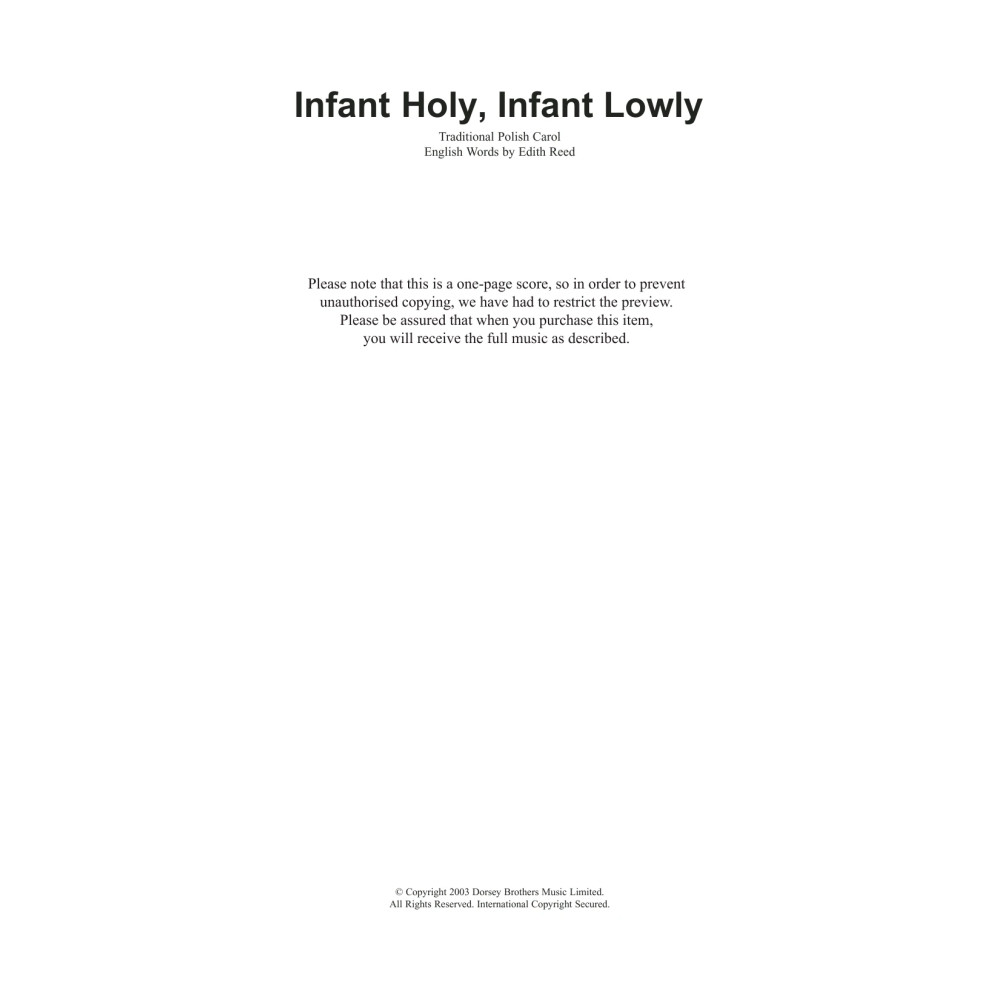 Infant Holy, Infant Lowly
