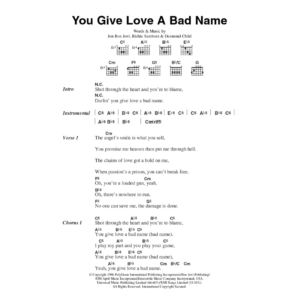 You Give Love A Bad Name