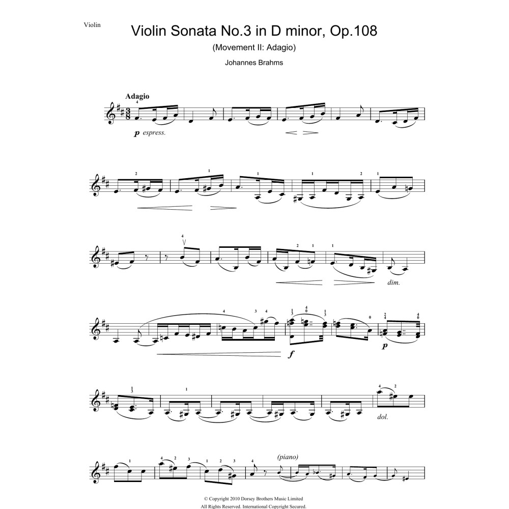 Violin Sonata, Op. 108 No. 3 (2nd Movement: Adagio)