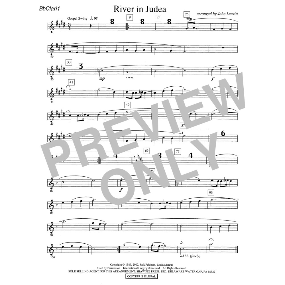 River in Judea - Bb Clarinet 1