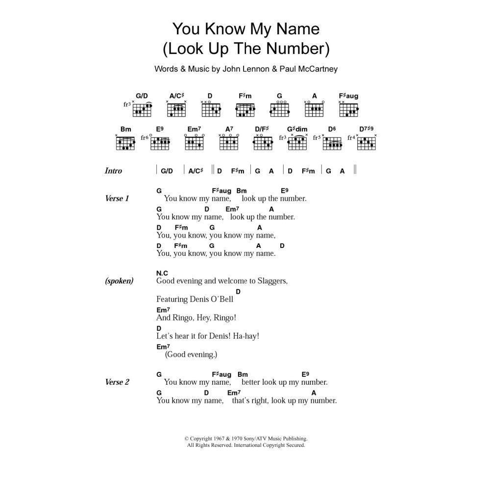 You Know My Name (Look Up The Number)