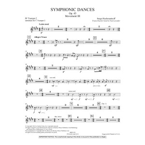 Symphonic Dances, Op.45 - Bb Trumpet Parts - Digital Only - Bb Trumpet 2 (sub. C Tpt. 2)