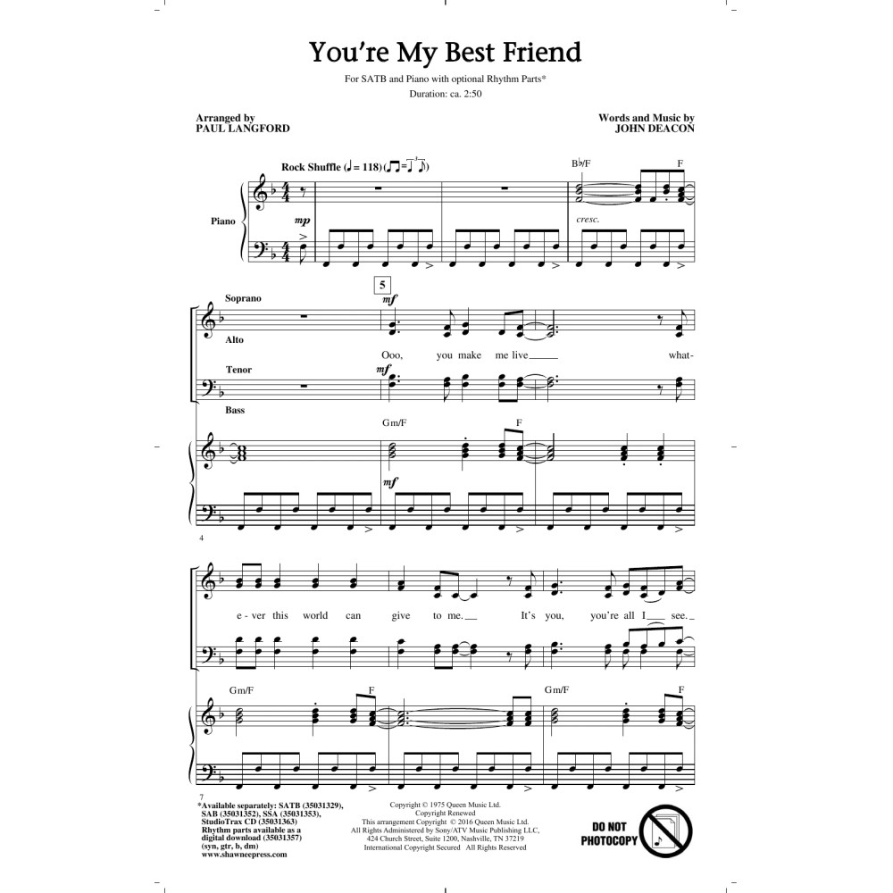 You're My Best Friend (arr. Paul Langford)