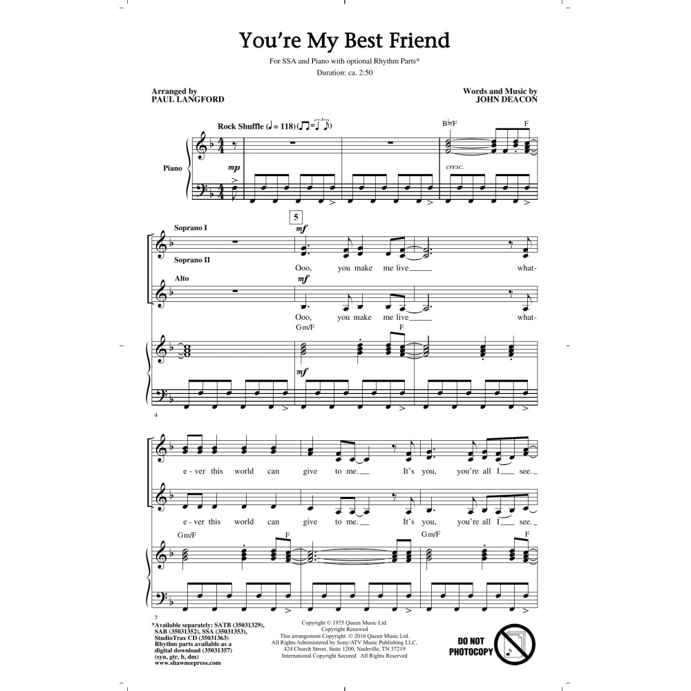 You're My Best Friend (arr. Paul Langford)
