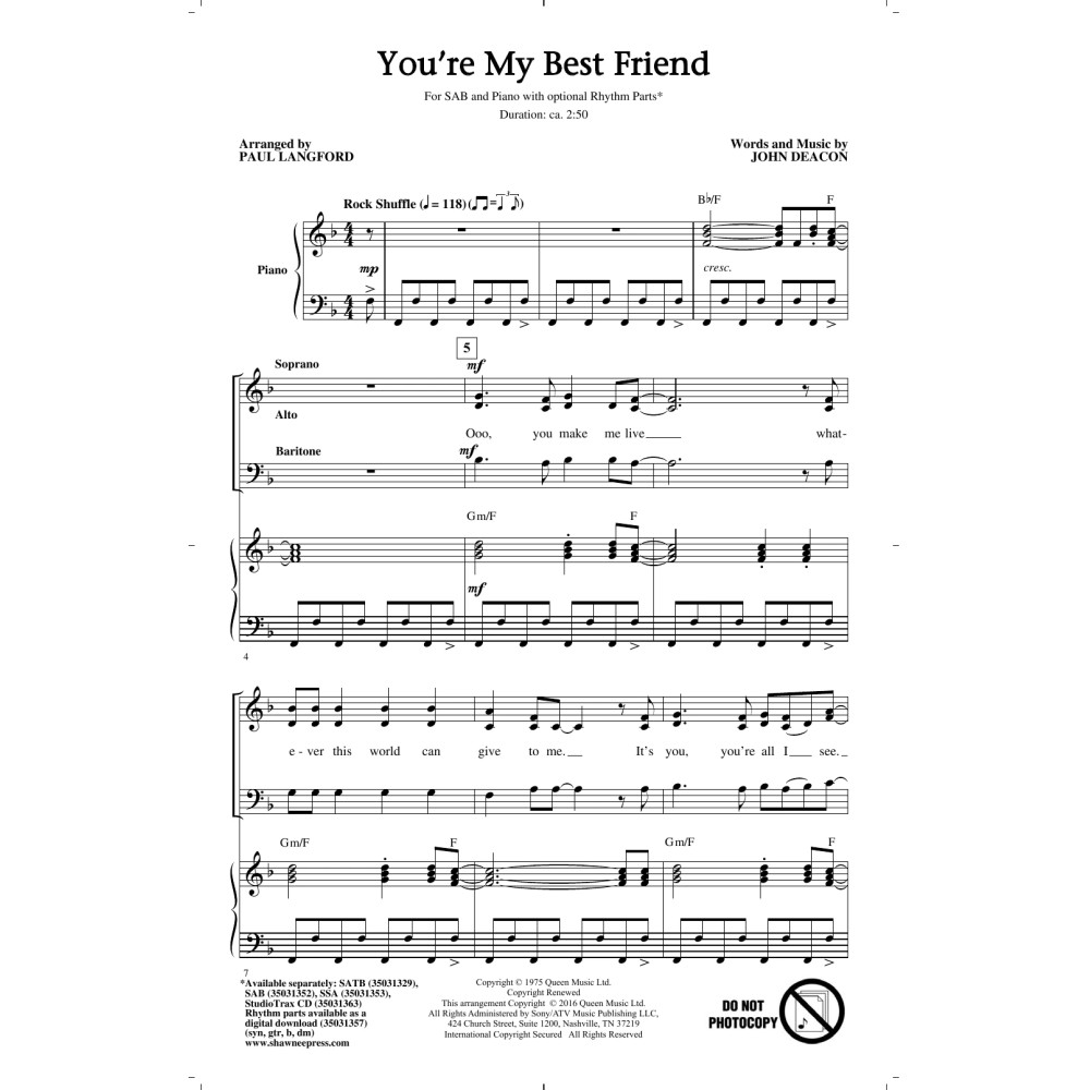 You're My Best Friend (arr. Paul Langford)