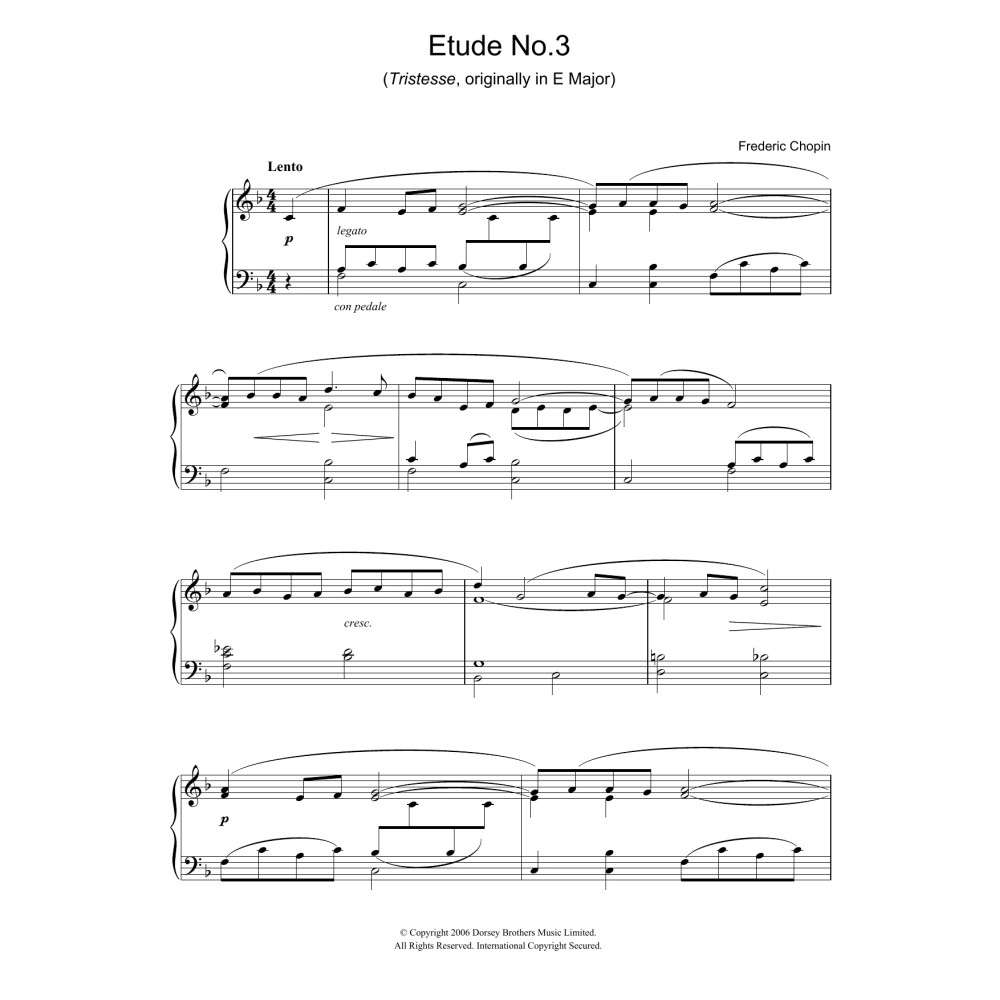 Etude in F Major, Op.10, No.3 (Tristesse) (originally E Major)