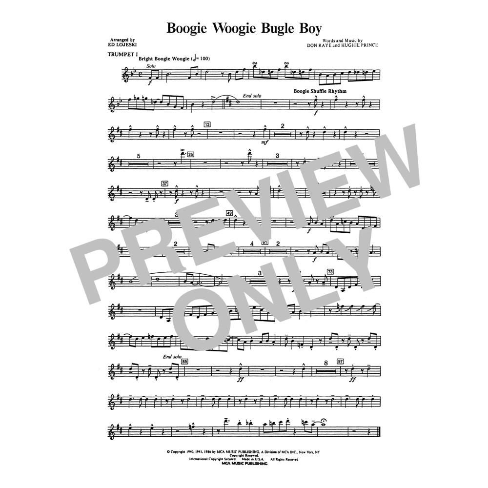 Boogie Woogie Bugle Boy - Bb Trumpet 1