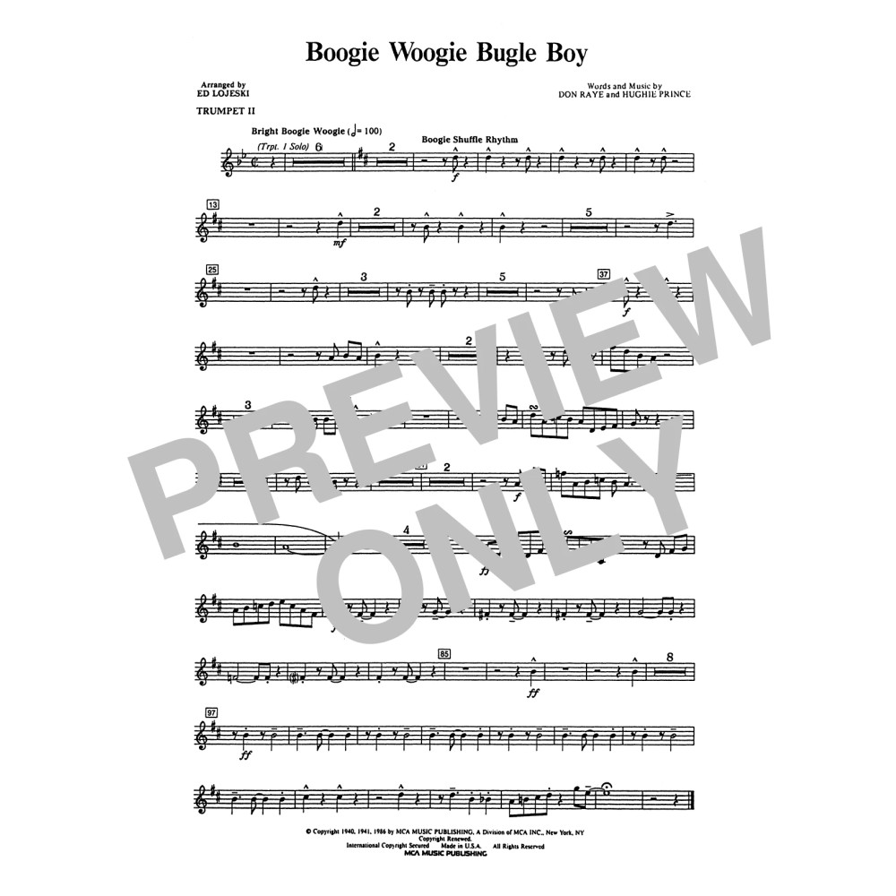 Boogie Woogie Bugle Boy - Trumpet 2 in Bb