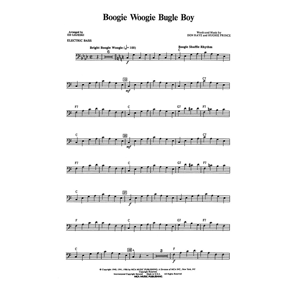 Boogie Woogie Bugle Boy - Electric Bass
