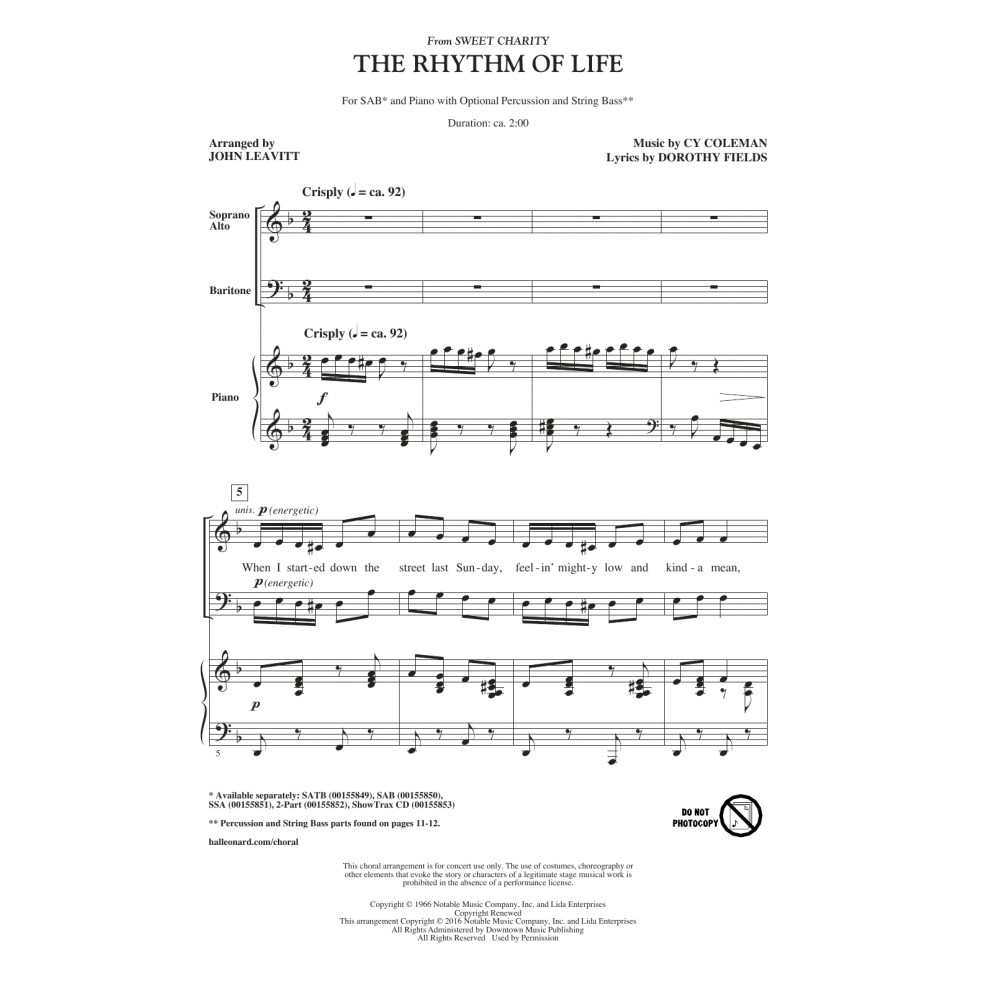 The Rhythm Of Life (from Sweet Charity) (arr. John Leavitt)