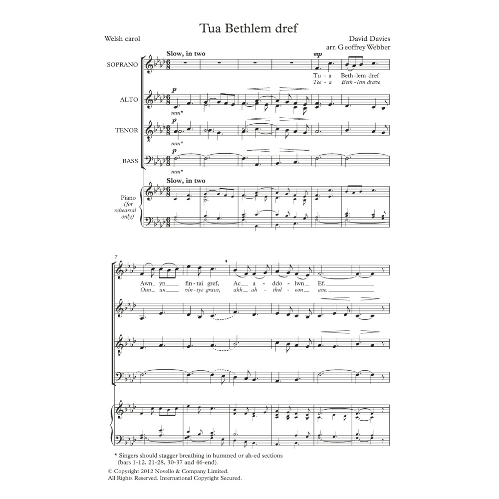 Tua Bethlem Dref (arr. Geoffrey Webber)