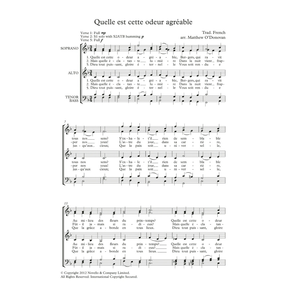 Quelle Est Cette Odeur Agreable (arr. Matthew O'Donovan)
