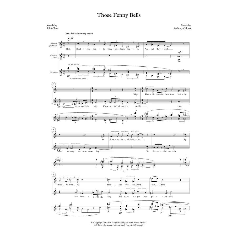 Those Fenny Bells (for mezzo-soprano, counter-tenor and vibraphone)