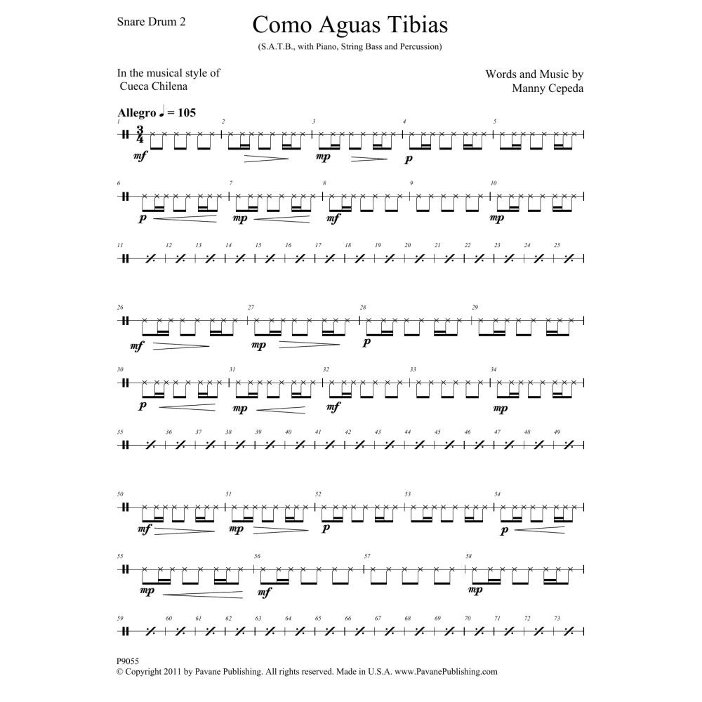 Como Aguas Tibias - Snare Drum