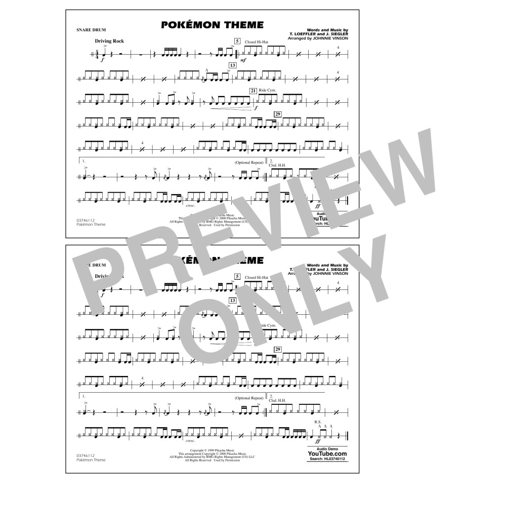 Pokémon Theme - Snare Drum
