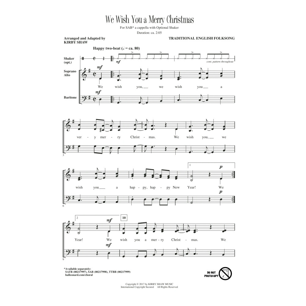 We Wish You A Merry Christmas (arr. Kirby Shaw)