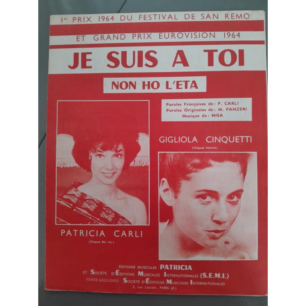 Non Ho l'eta ou je suis à toi