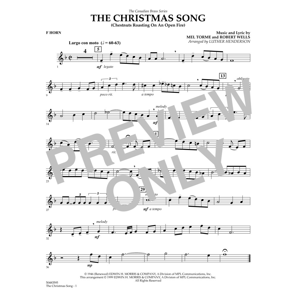 The Christmas Song (Chestnuts Roasting) - Horn in F