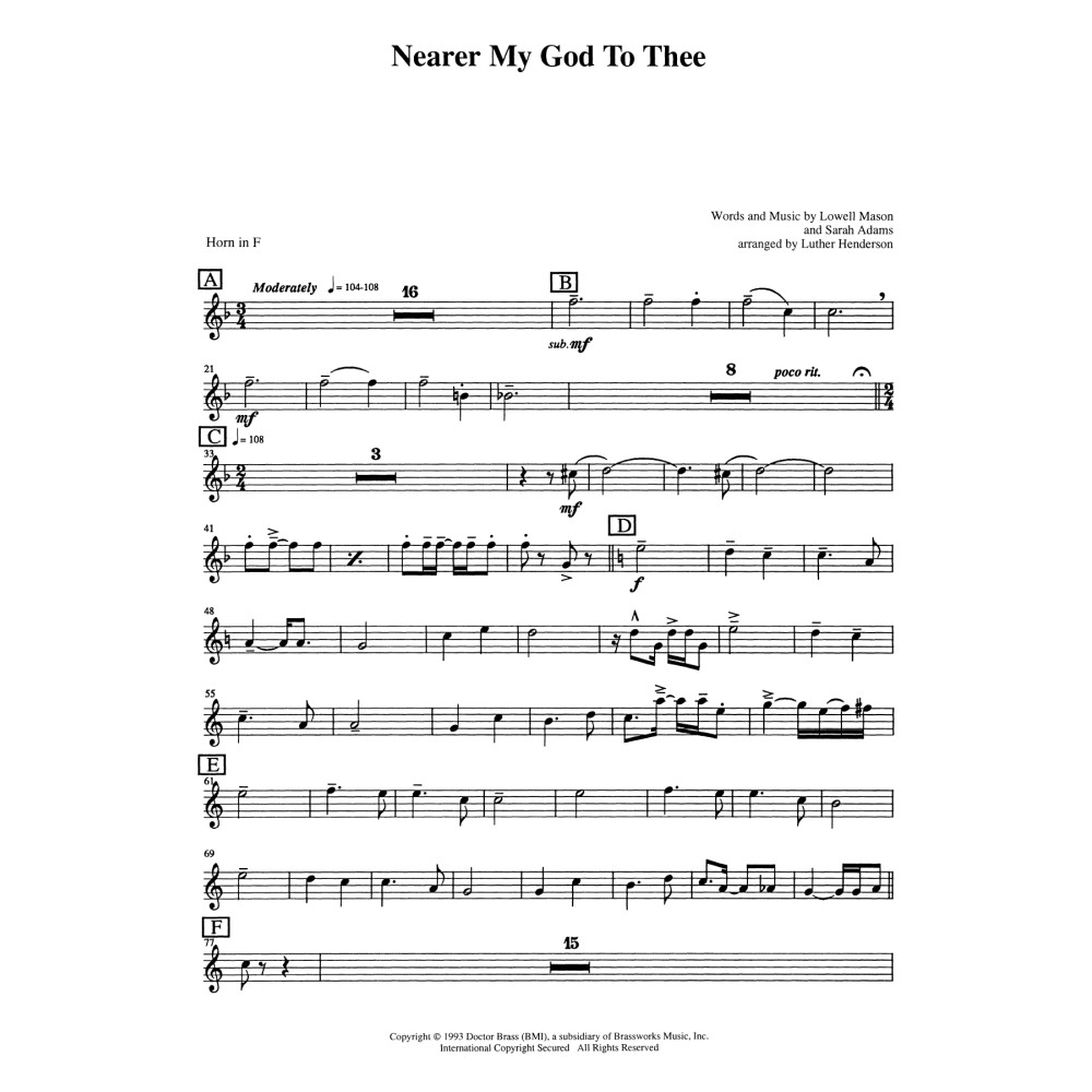 Nearer My God to Thee - Horn in F