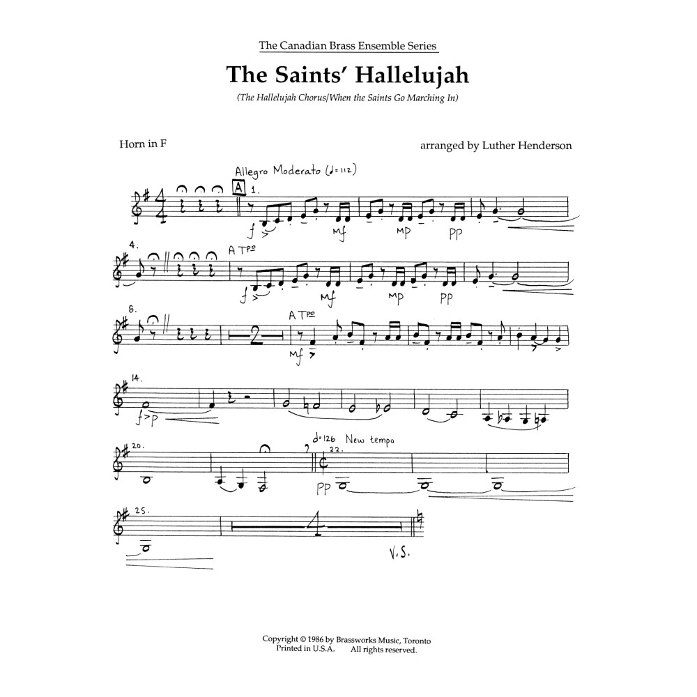 The Saints' Hallelujah - Horn in F
