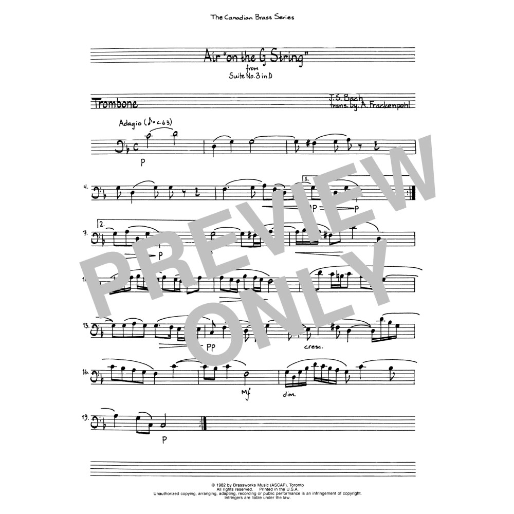 Air On The G String - Trombone (B.C.)