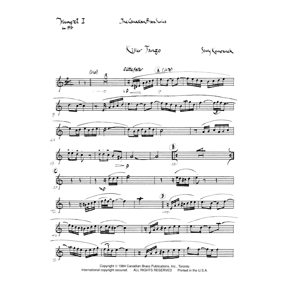 Killer Tango - Bb Trumpet 1 (Brass Quintet)