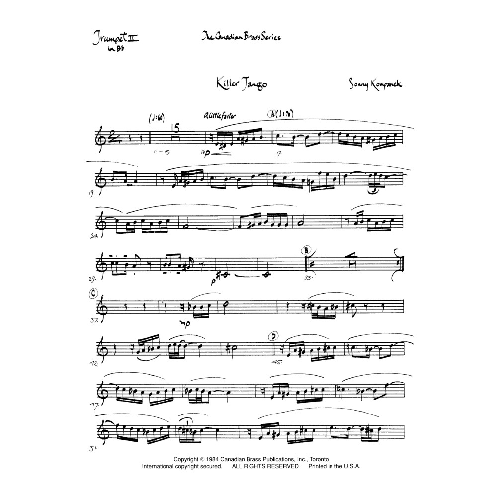 Killer Tango - Bb Trumpet 2 (Brass Quintet)