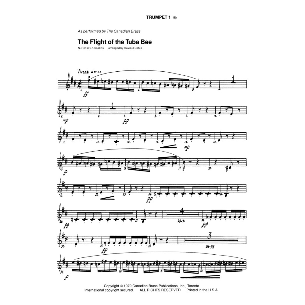 The Flight of the Tuba Bee - Bb Trumpet 1 (Brass Quintet)