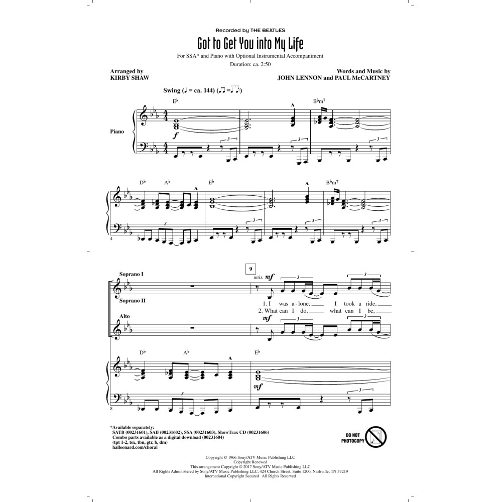 Got To Get You Into My Life (arr. Kirby Shaw)