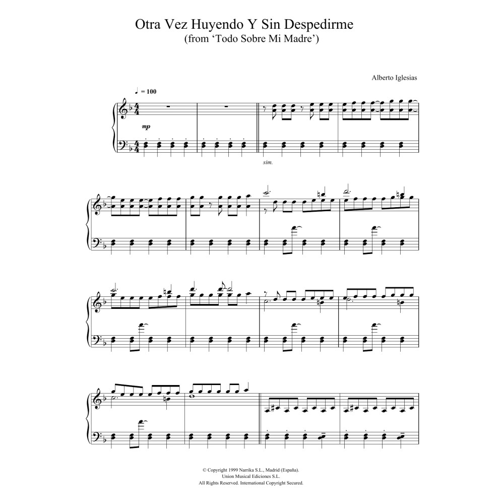 Otra Vez Huyendo Y Sin Despedirme (from "Todo Sobre Mi Madre")